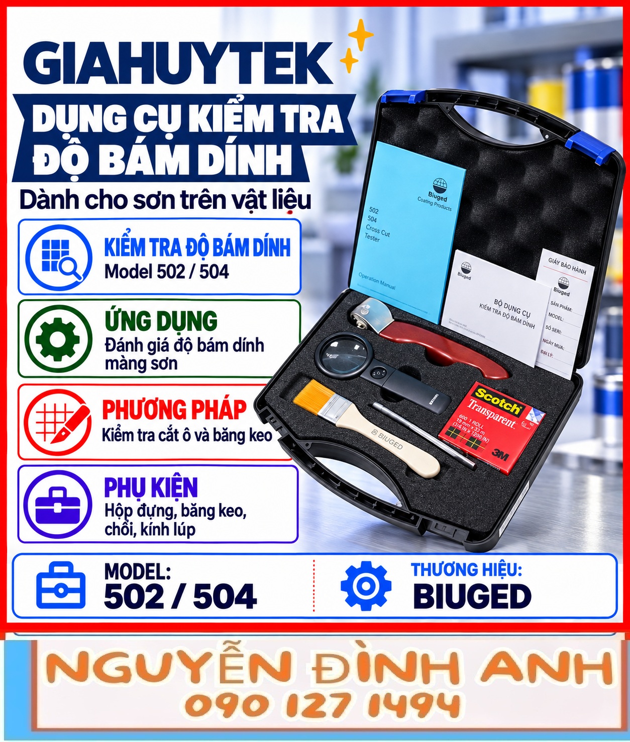 Thử bám dính sơn BGD 502, 504: tránh đọc sai